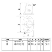 Doos Ovale voetplaat variabele hoek van 0° - 11°-C / 33,7 mm (20 stuks)